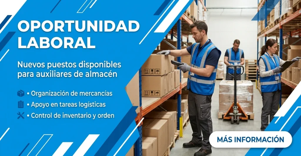 Nuevos puestos disponibles para auxiliares de almacén